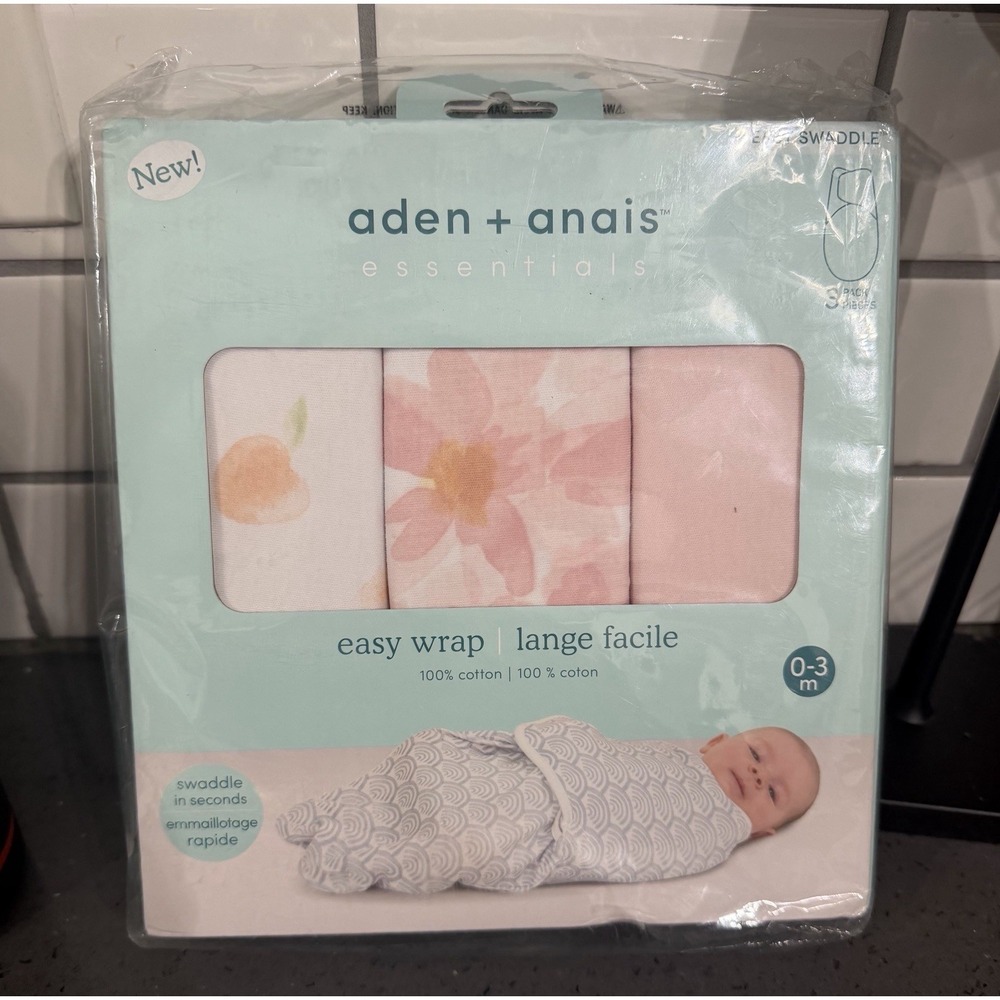 Disney Baby aden +‎ anais Essentials Easy Swaddle Wraps Pink Flowers 3 Pack New